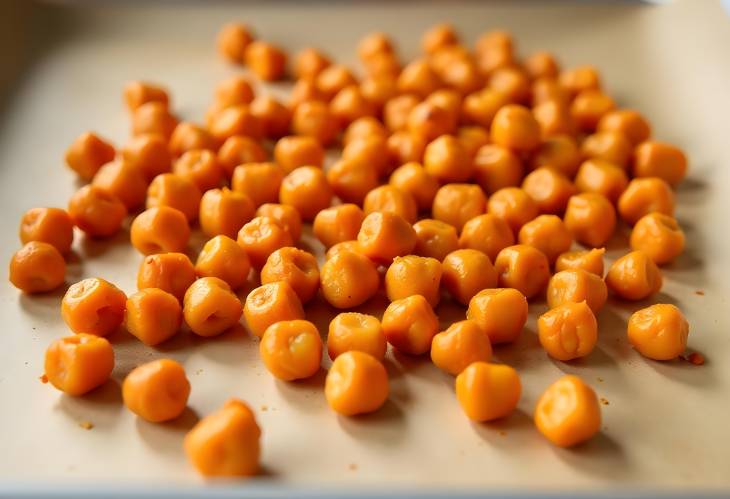 Spicy Roasted Chickpeas Spread on Baking Paper for a Crispy Snack